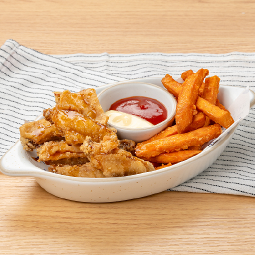 OTTN800108 ปีกไก่ทอดซอสเทอริยากิ & ฟรายส์มันหวาน